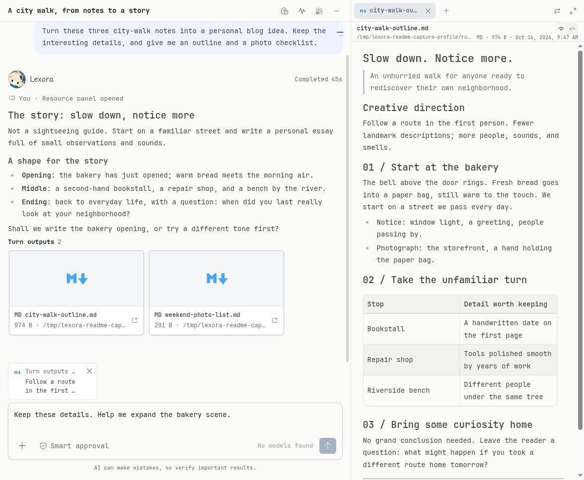 A passage from the city-walk notes quoted into a task composer